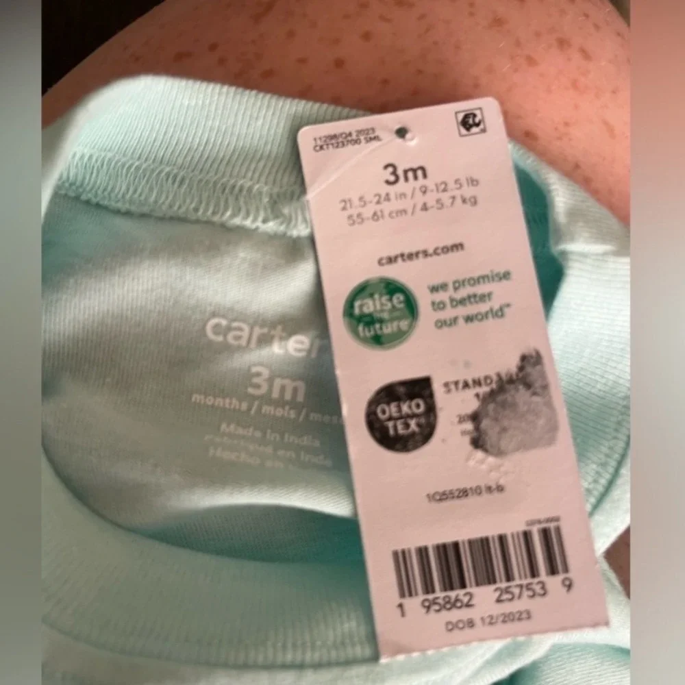 Carter's Daddy's 1st Fathers‎ Day Baby Bodysuit 3mos Mint Green NWT